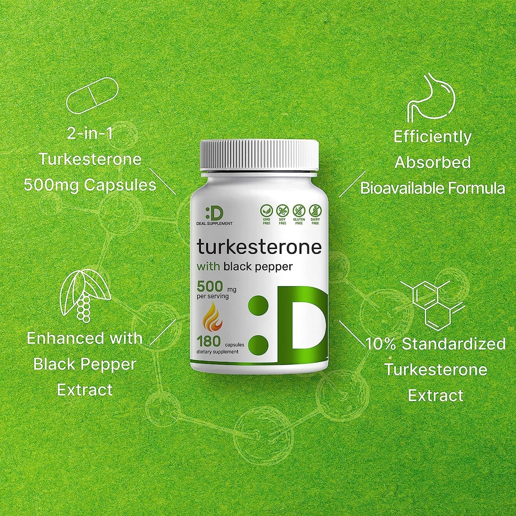 Deal Supplement Turkesterone with Black Pepper 500mg -  (180 viên)