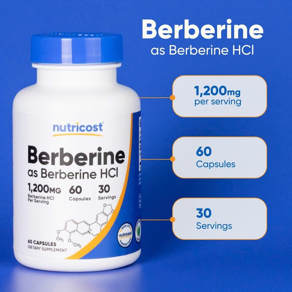 Nutricost berberine 1200mg (60 Viên) - Hỗ Trợ Kiểm Soát Đường Huyết