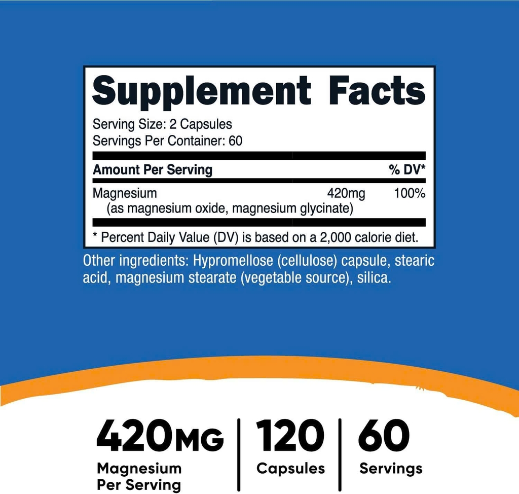 Nutricost Magnesium Extra Strength 420mg 120 Viên/60 Lần Dùng