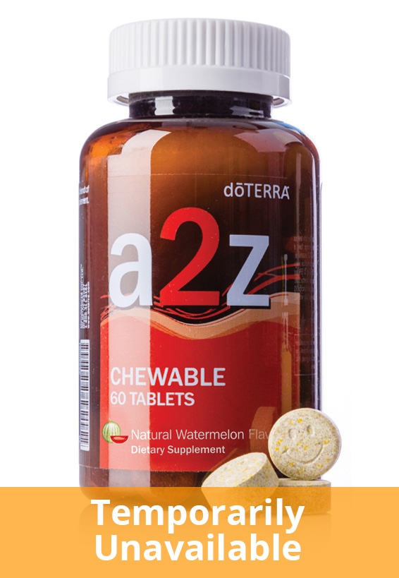 doTERRA a2z Chewable là một công thức độc quyền của các thành phần được phát triển cho trẻ em và người lớn khó nuốt viên nang. Kết hợp hỗn hợp vitamin B với hỗn hợp vitamin A, C và E, cũng như chiết xuất thực vật. Giá 27.33$/ Hủ 60 Viên. Chưa bao gồm ship.