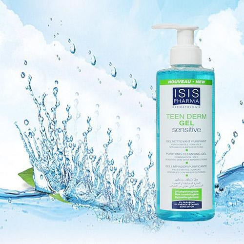 Gel rửa mặt giảm nhờn mụn cho da nhạy cảm - Isis Pharma Teen Derm Gel  Sensitive Isis Pharma 250ml | TamikoChannel