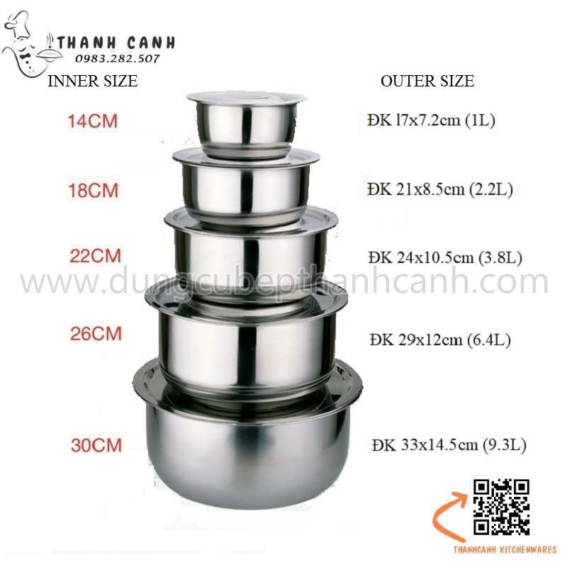 Thố inox có nắp, âu inox có nắp, âu cơm canh inox
