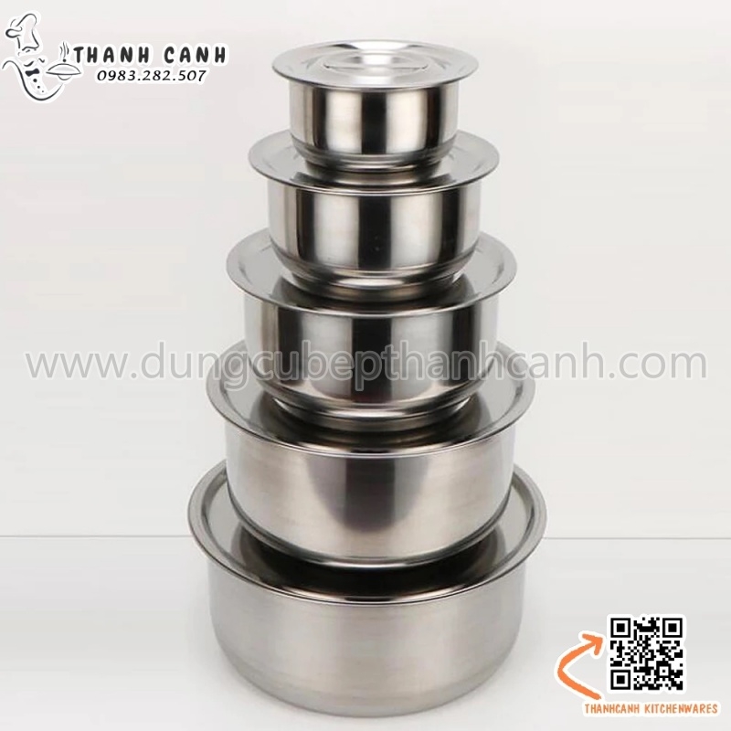 Thố inox có nắp, âu inox có nắp, âu cơm canh inox