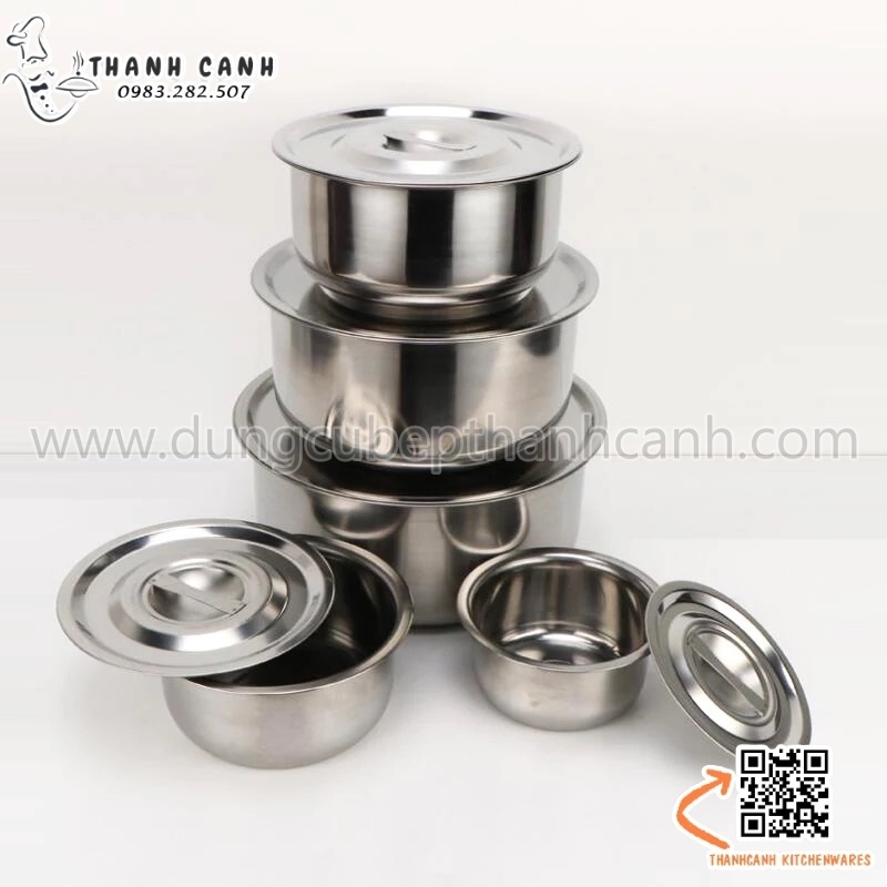 Thố inox có nắp, âu inox có nắp, âu cơm canh inox