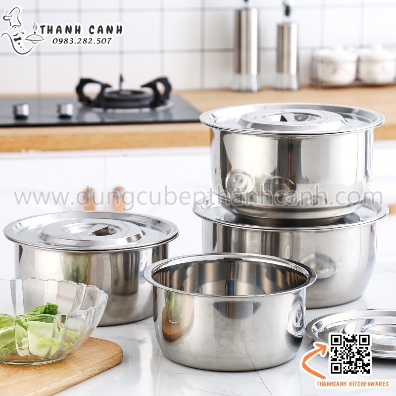 Thố inox có nắp, âu inox có nắp, âu cơm canh inox