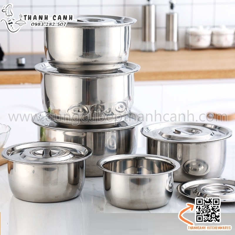 Thố inox có nắp, âu inox có nắp, âu cơm canh inox