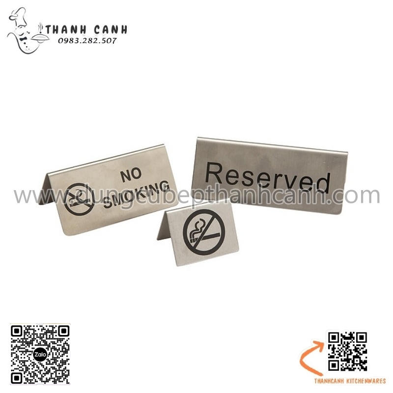 Biển tag đặt bàn / không hút thuốc bằng inox  ( dạng chân đứng chữ V)