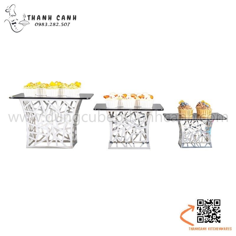 Chân kê đĩa buffet inox 304 mạng rối độc đáo mới lạ