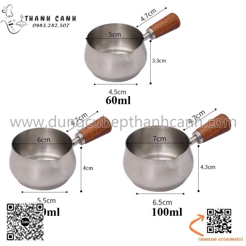 Cup rót sốt cán gỗ bằng inox, CHÉN RÓT SỐT INOX CÁN GỖ - TIỆN LỢI, SANG ...