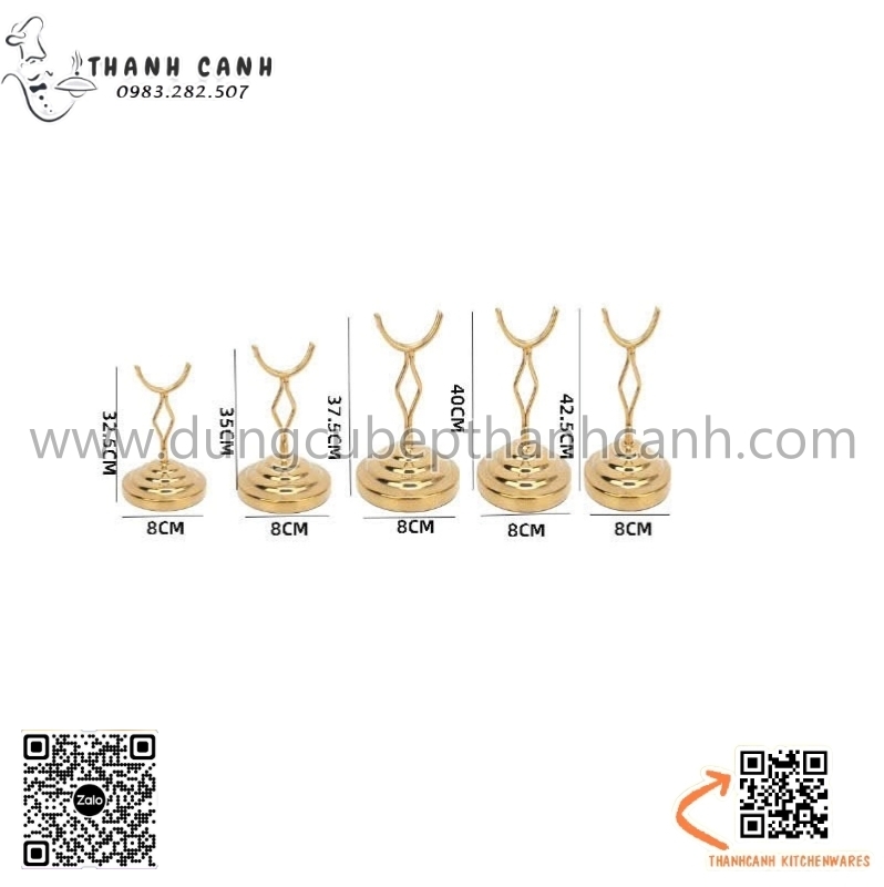 chân đế biển tên, kẹp biển tên món, kẹp inox màu vàng, chân đế name tag
