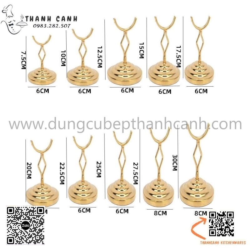 chân đế biển tên, kẹp biển tên món, kẹp inox màu vàng, chân đế name tag