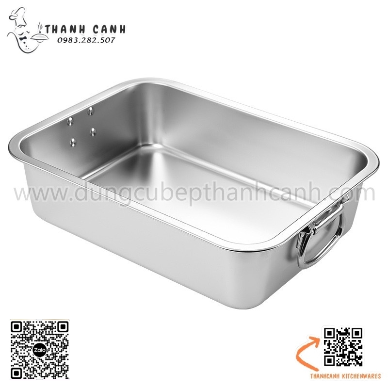 Khay inox chữ nhật có quai cầm , khay inox có nắp đậy