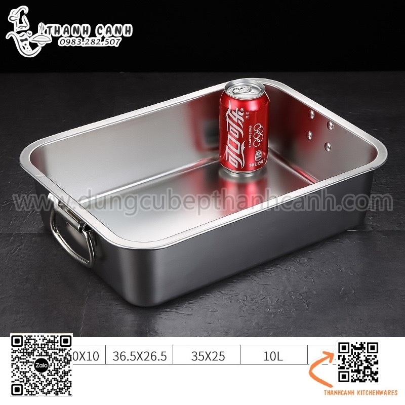 Khay inox chữ nhật có quai cầm , khay inox có nắp đậy