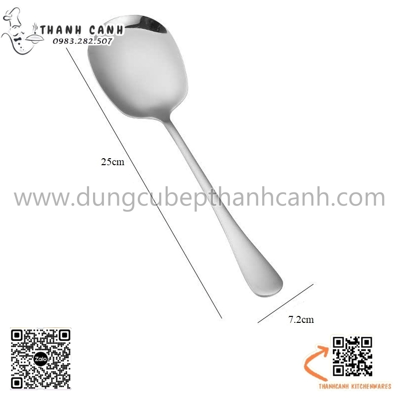 Muỗng phục vụ, vá cơm inox, vá canh inox, muỗng salad, muôi salad