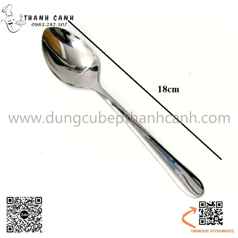Muỗng thìa Inox 304 nguyên khối Rehang 18cm xuất Hàn Quốc