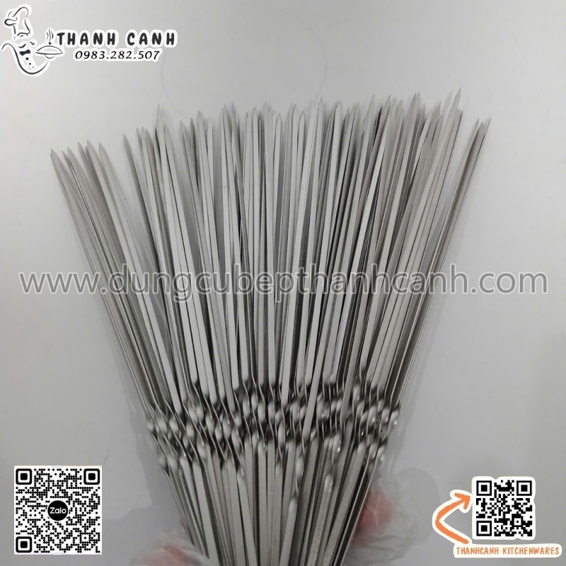 Xiên thịt inox, xiên inox dẹt, dụng cụ xiên thịt