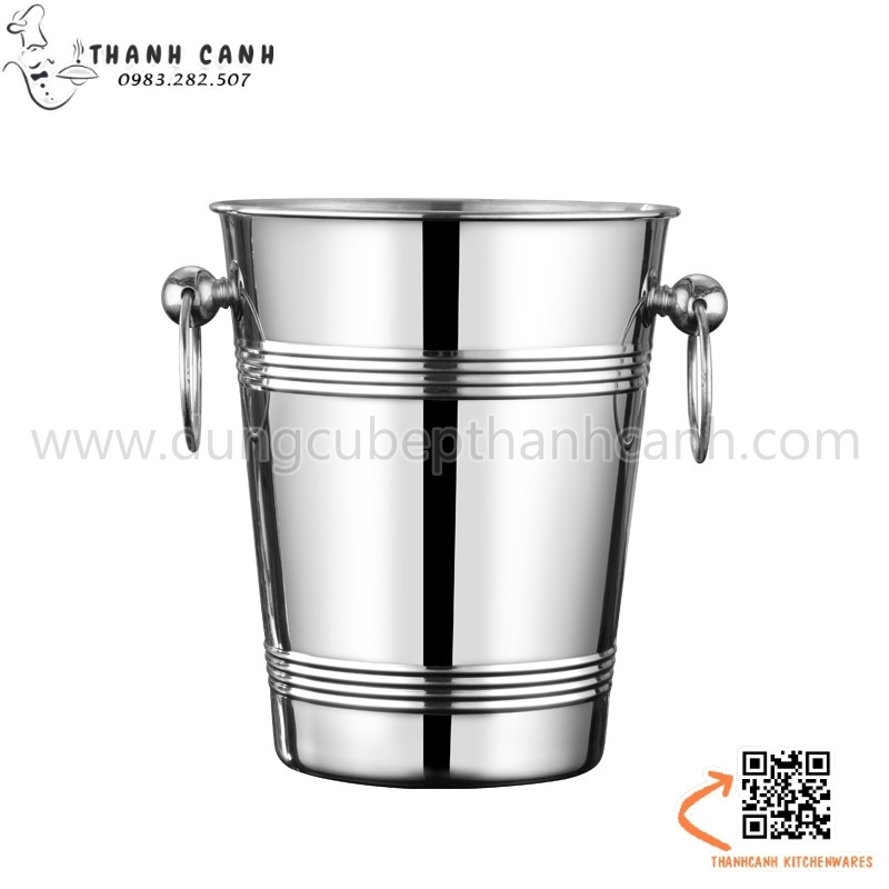 Xô ngâm rượu vang inox thân viền, khuyên tròn cao cấp