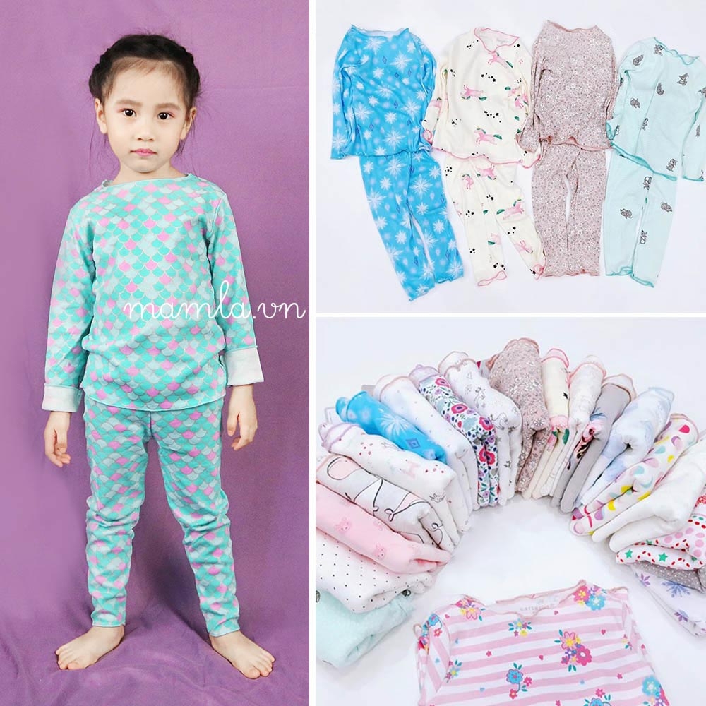 Đồ bộ dài bé gái viền cổ Carter's  mặc nhà mặc ngủ MamLa