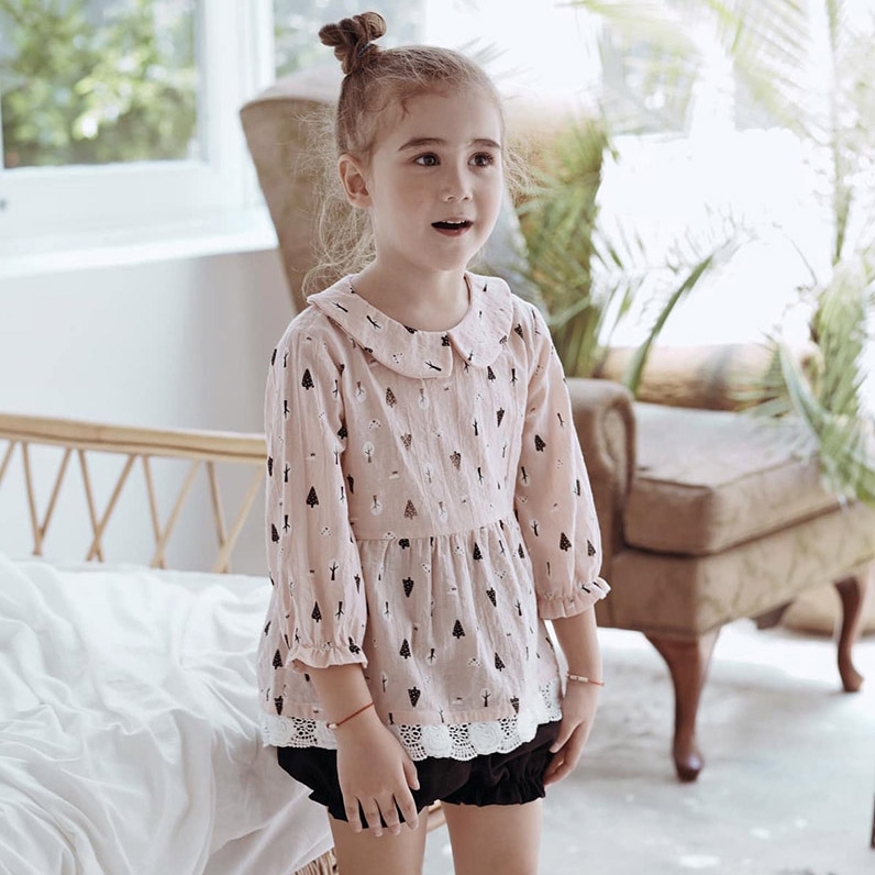 Set áo tay dài kèm quần ngắn Dakota cho bé gái MamLa