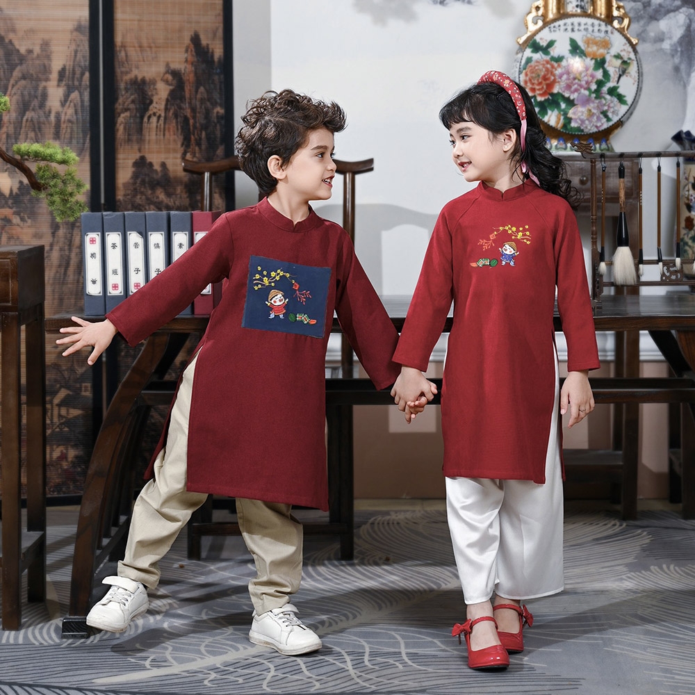 Quần bé trai linen kem form quần âu dài dễ phối đồ có túi 2 bên MamLa