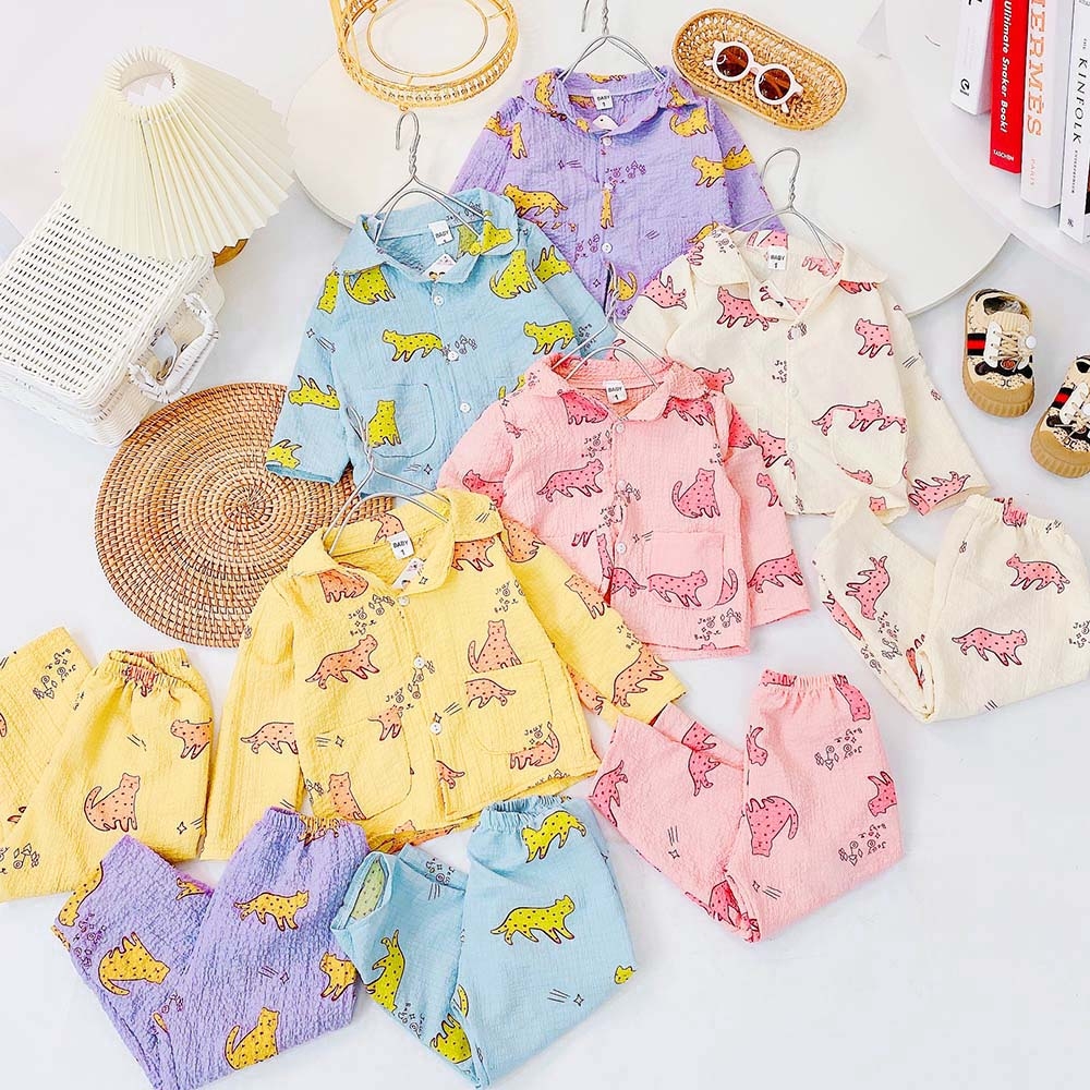 Pijama cho bé gái và bé trai tăm xốp nhiều màu pizama dài tay MamLa B105