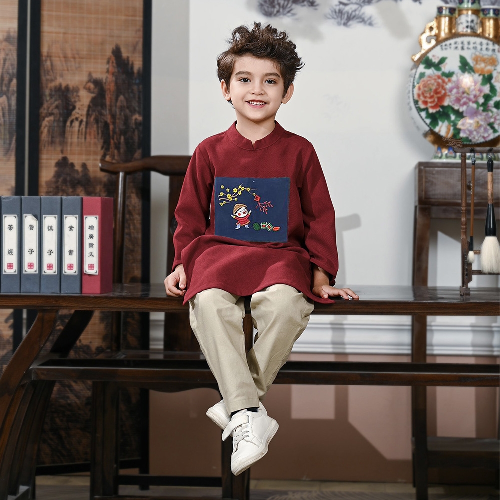 Quần bé trai linen kem form quần âu dài dễ phối đồ có túi 2 bên MamLa