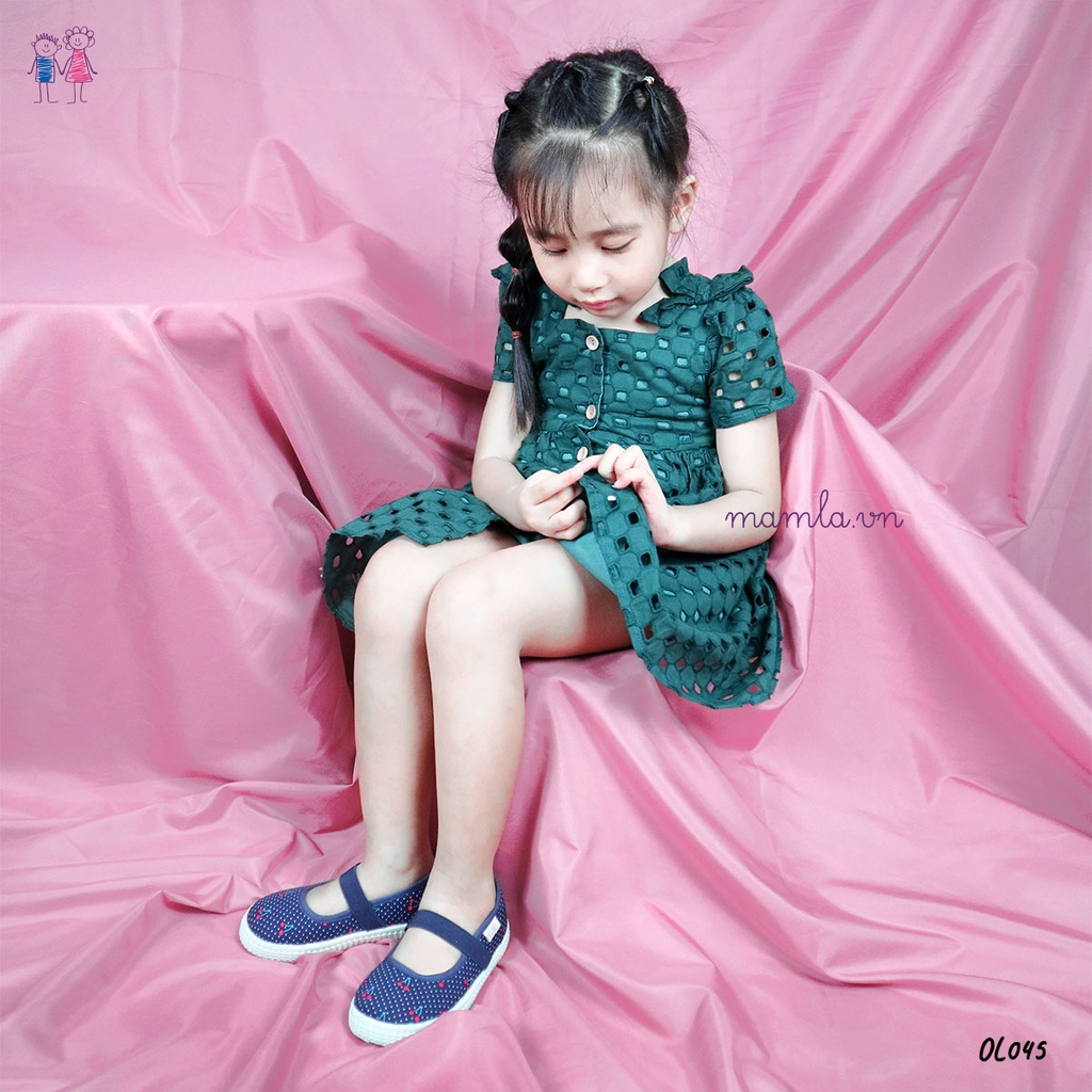 Đầm bé gái váy hoa thêu nổi tiểu thư công chúa MamLa