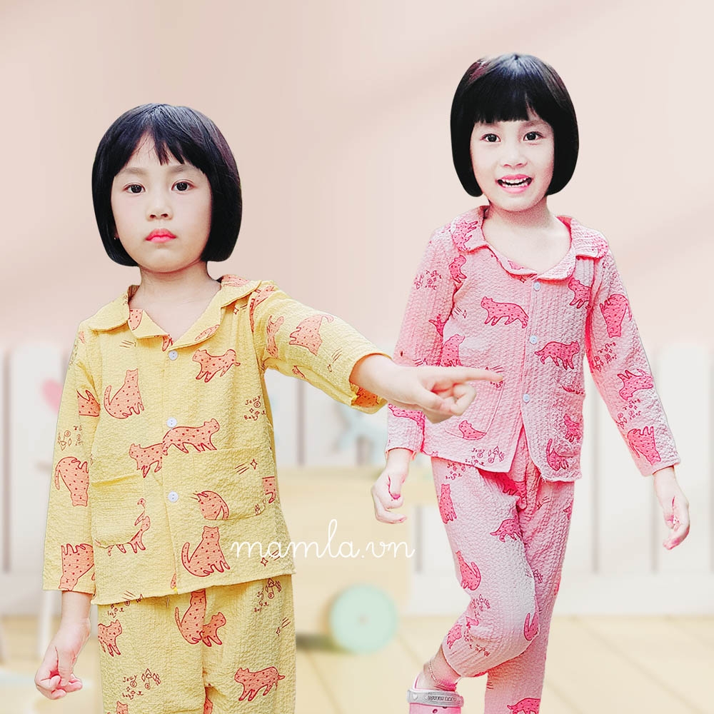 Pijama cho bé gái và bé trai tăm xốp nhiều màu pizama dài tay MamLa B105