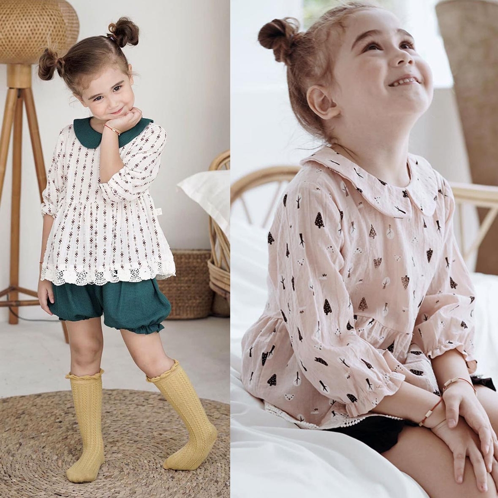 Set áo tay dài kèm quần ngắn Dakota cho bé gái MamLa