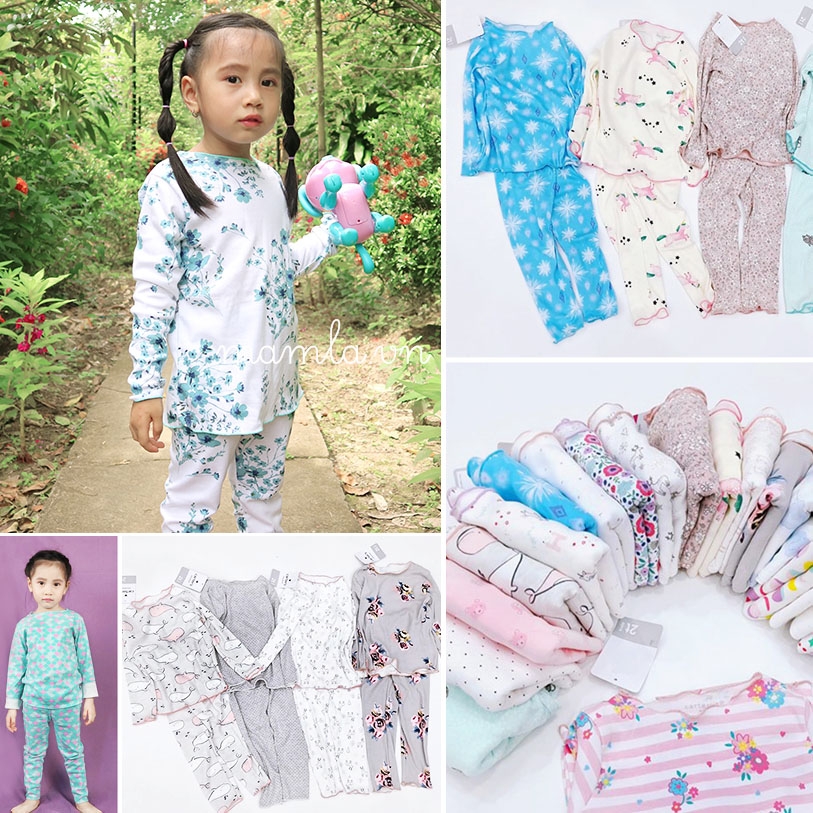 Đồ bộ dài bé gái viền cổ Carter's  mặc nhà mặc ngủ MamLa