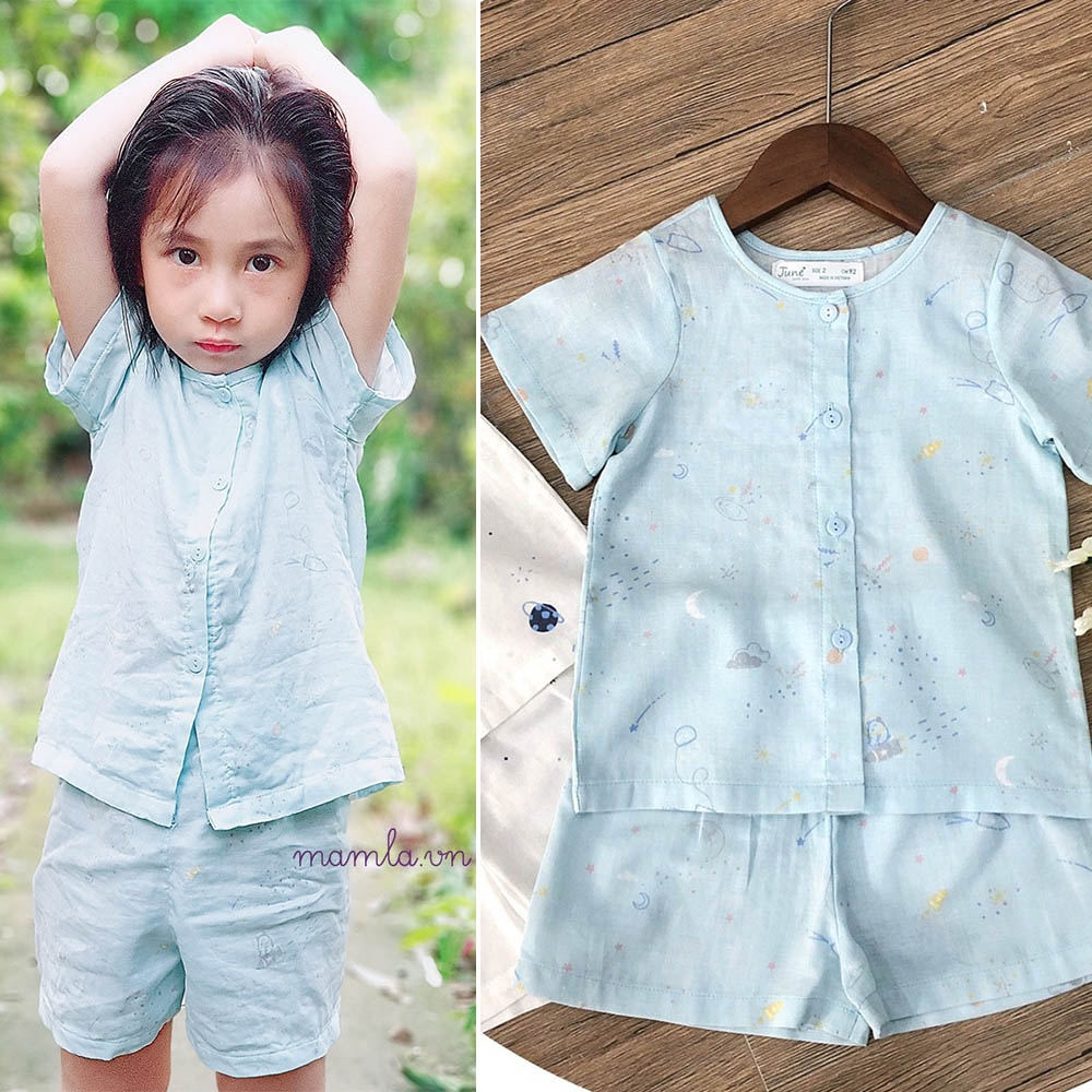 Đồ bộ xô đũi cao cấp bộ ngắn cộc tay xinh mát cho Bé gái và Bé trai MamLa