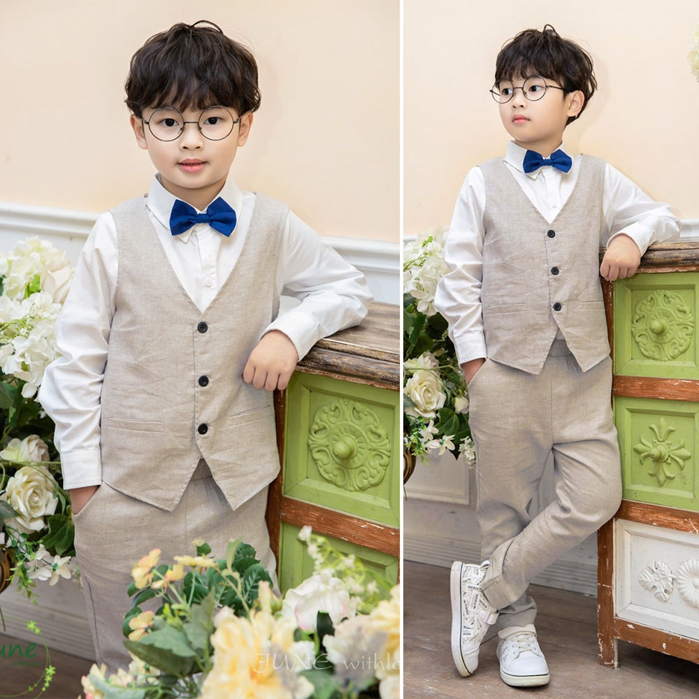 Đồ vest bé trai set Gile công tử 4 món có kèm áo sơ mi và nơ cổ MamLa