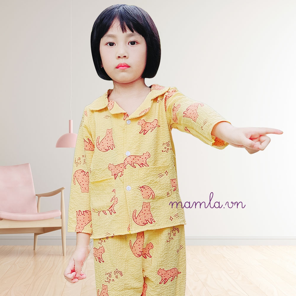 Pijama cho bé gái và bé trai tăm xốp nhiều màu pizama dài tay MamLa B105