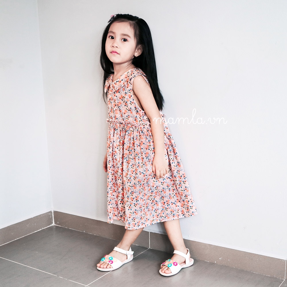 Váy đầm bé gái váy hoa sát nách 1 lớp nhẹ nhàng MamLa