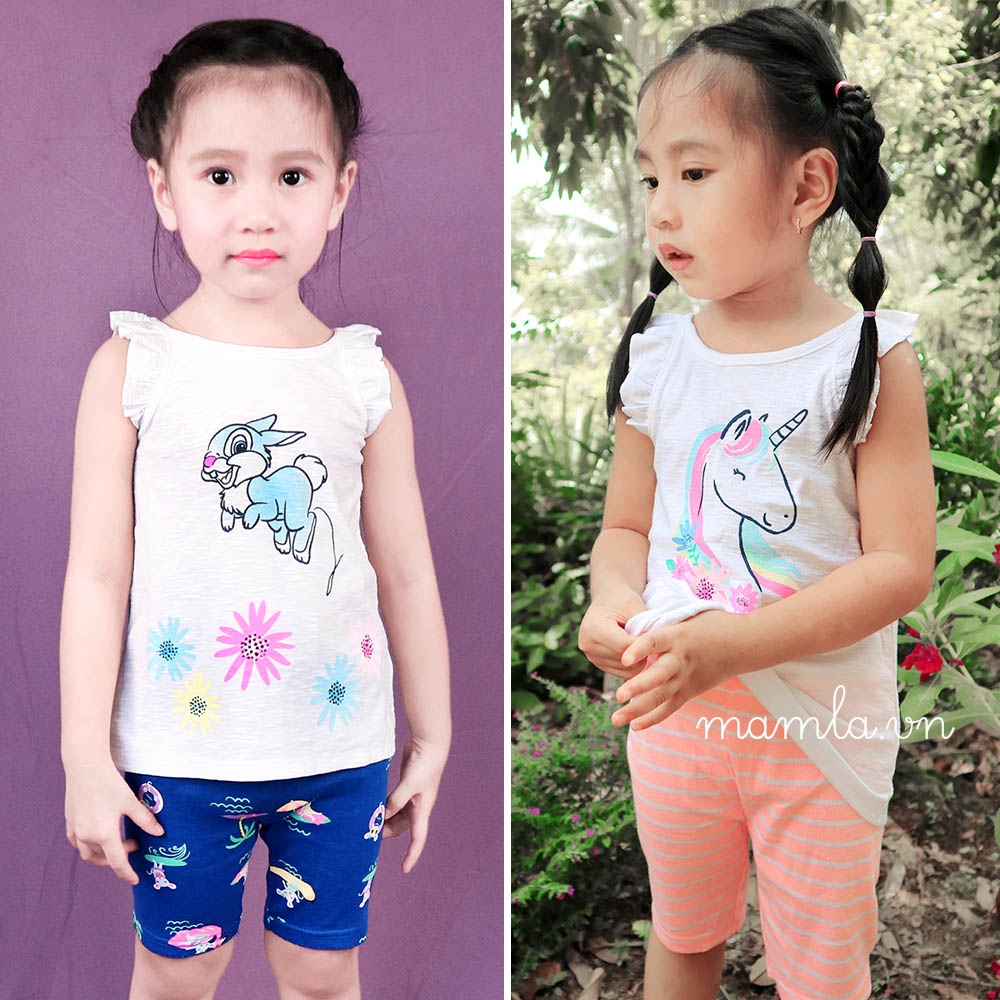 Bộ thun bé gái đồ lửng cánh tiên phối màu cực xinh MamLa