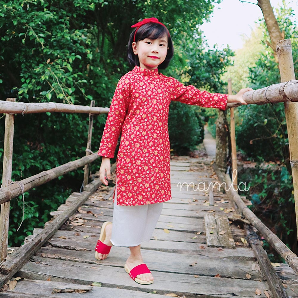 Bờm tóc bé gái thô lụa cột nơ vintage xinh yêu phụ kiện cài tóc trẻ em MamLa