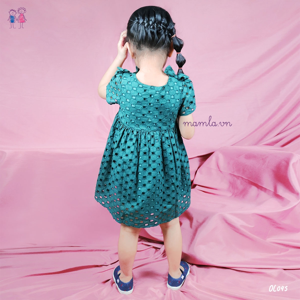 Đầm bé gái váy hoa thêu nổi tiểu thư công chúa MamLa