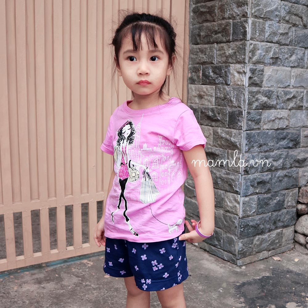 Đồ bộ bé gái bộ thun ngắn tay con Place MamLa