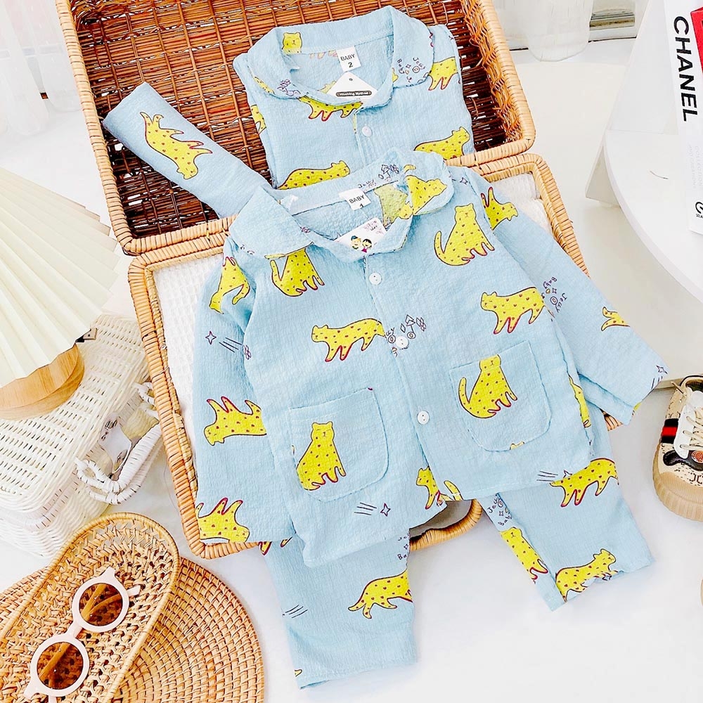Pijama cho bé gái và bé trai tăm xốp nhiều màu pizama dài tay MamLa B105