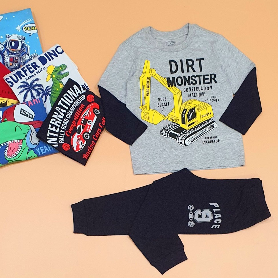 Bộ đồ dài cotton bé trai xuất dư Place