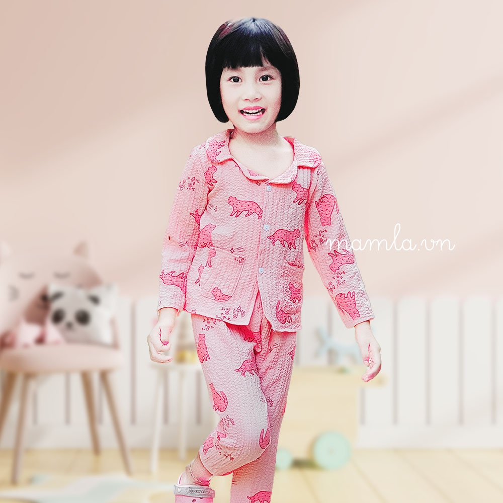 Pijama cho bé gái và bé trai tăm xốp nhiều màu pizama dài tay MamLa B105