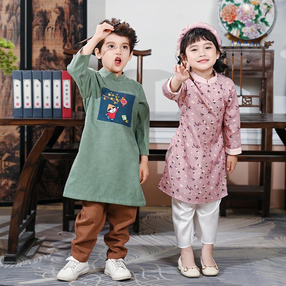 Quần bé trai linen nâu form quần âu dài dễ phối đồ có tui 2 bên MamLa
