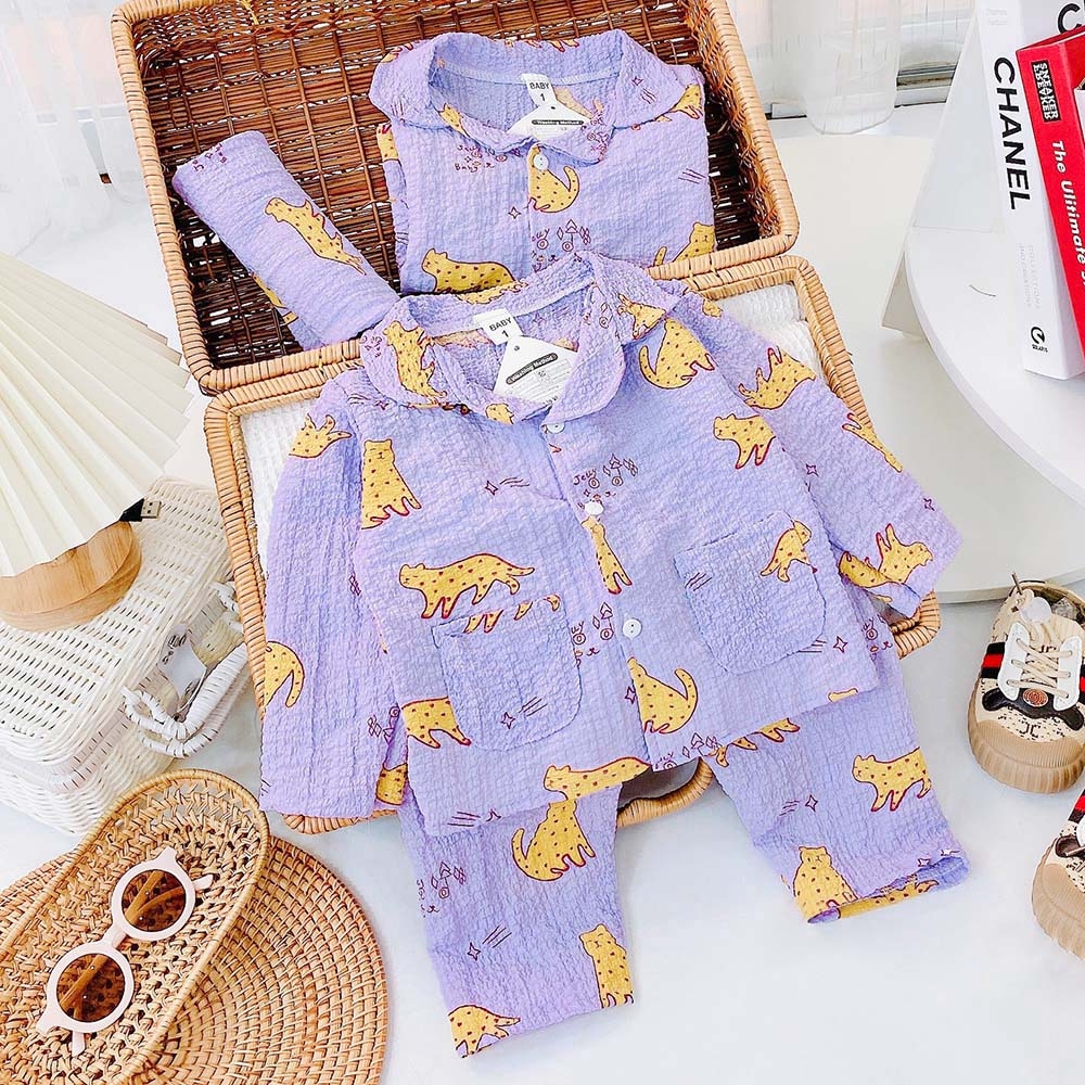 Pijama cho bé gái và bé trai tăm xốp nhiều màu pizama dài tay MamLa B105