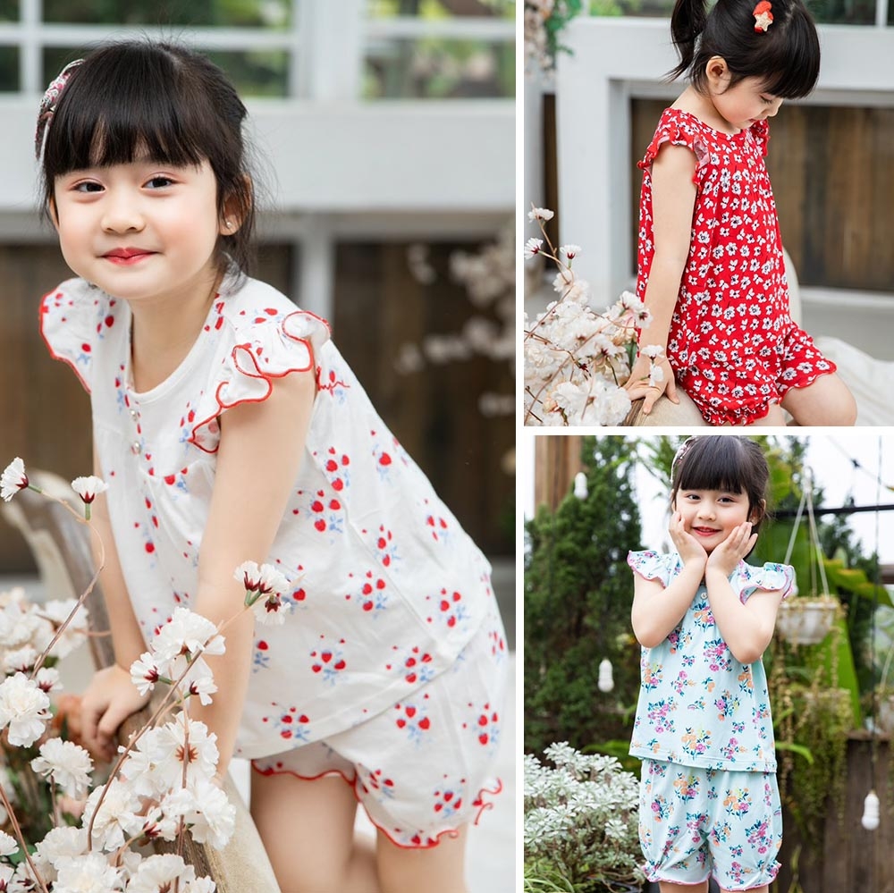 Đồ bộ bé gái bộ ngắn thun cotton 4 chiều mặc nhà cực xinh MamLa