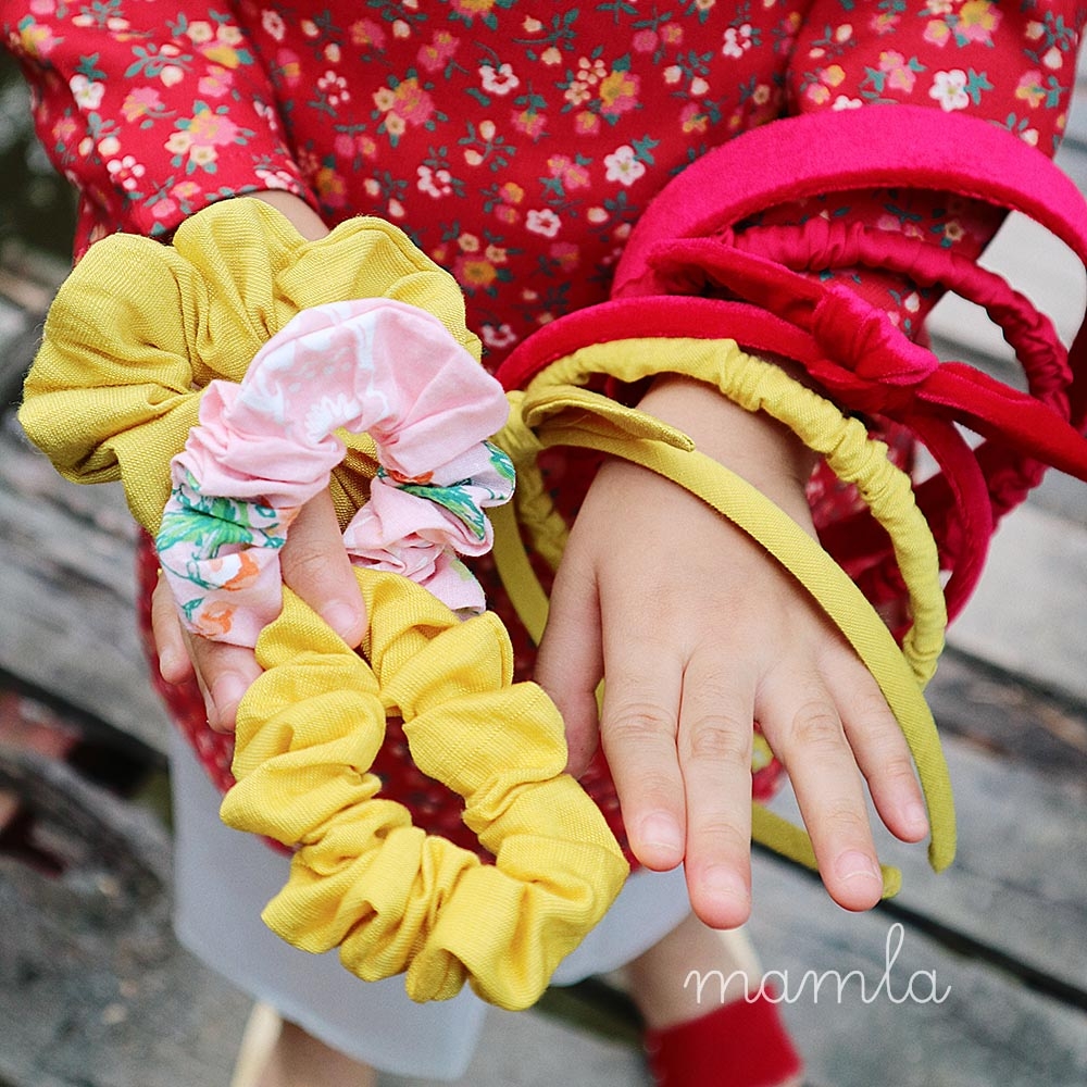 Dây cột tóc bé gái tai thỏ bọc chun co giãn xinh yêu vintage phụ kiện tóc trẻ em MamLa