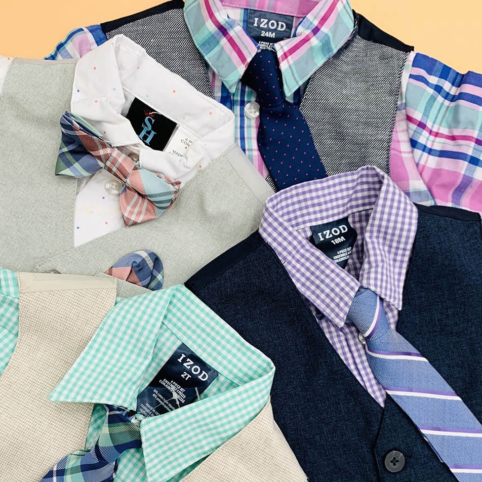 Set bộ Vest bé trai 4 món gồm áo sơ mi + gile + quần tây + cavat hoặc nơ cổ hàng xuất dư MamLa