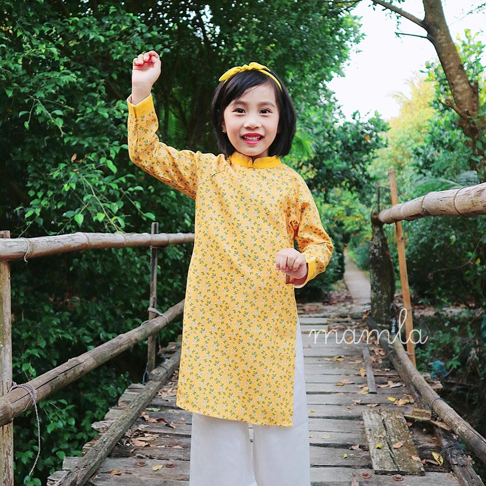 Bờm tóc bé gái thô lụa cột nơ vintage xinh yêu phụ kiện cài tóc trẻ em MamLa