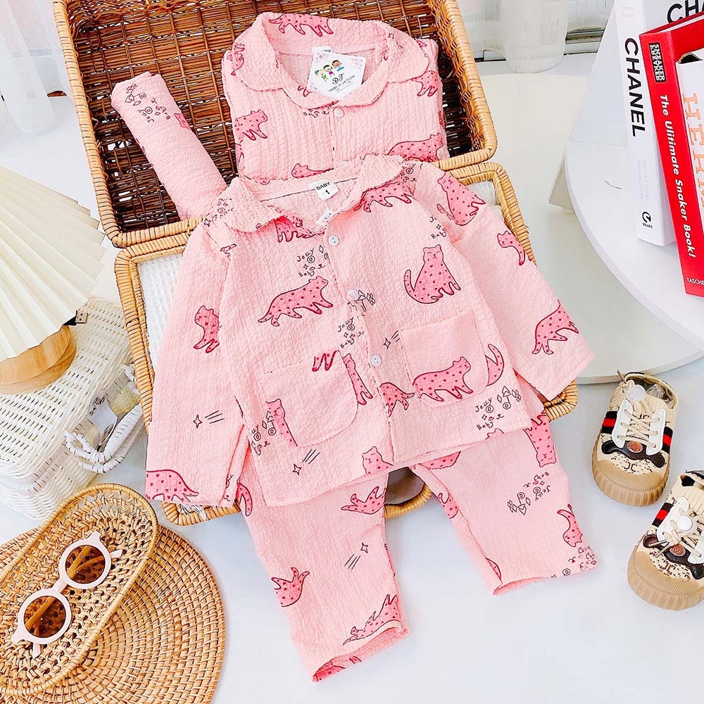 Pijama cho bé gái và bé trai tăm xốp nhiều màu pizama dài tay MamLa B105