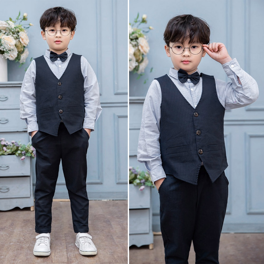 Đồ vest bé trai set Gile công tử 4 món có kèm áo sơ mi và nơ cổ MamLa