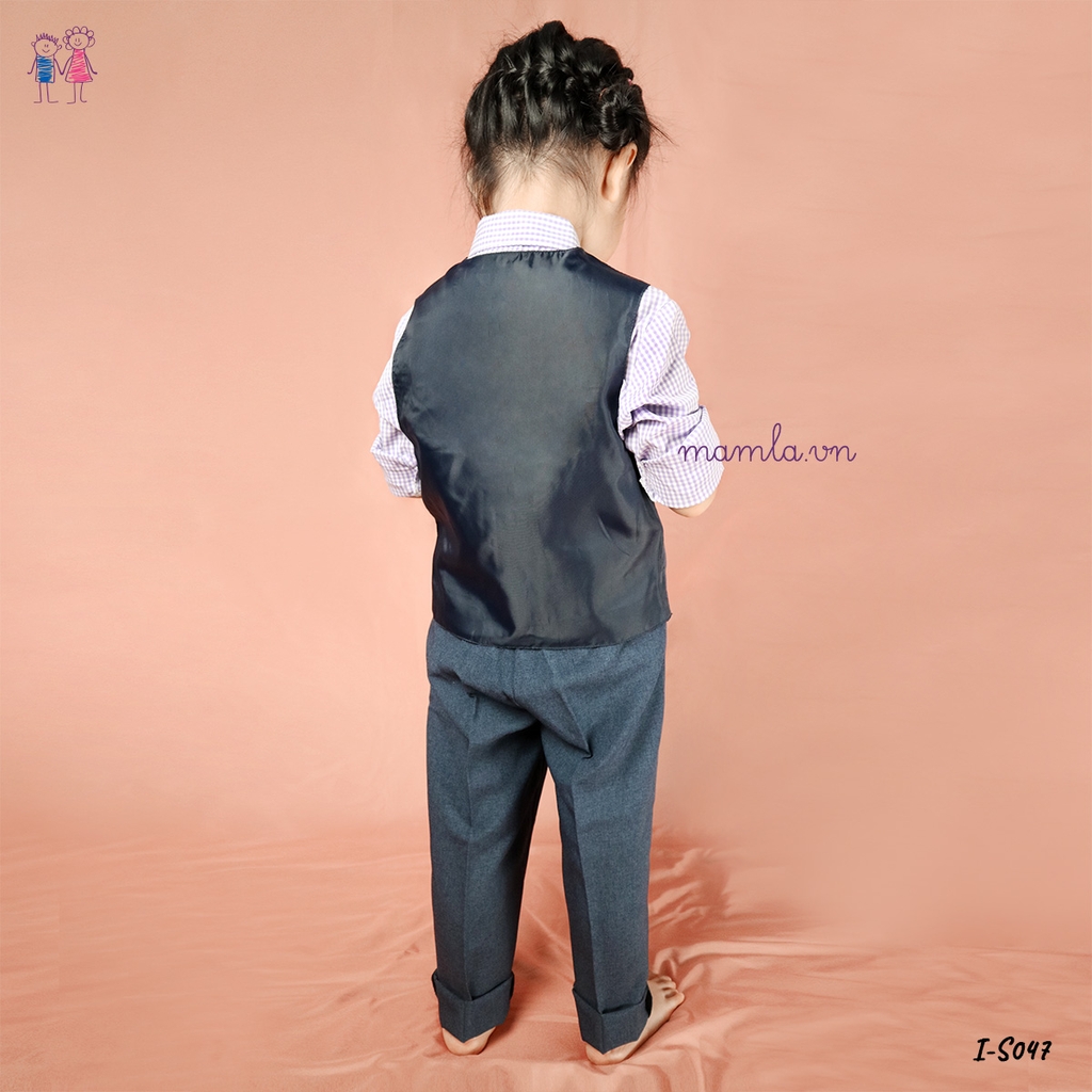 Set bộ Vest bé trai 4 món gồm áo sơ mi + gile + quần tây + cavat hoặc nơ cổ hàng xuất dư MamLa